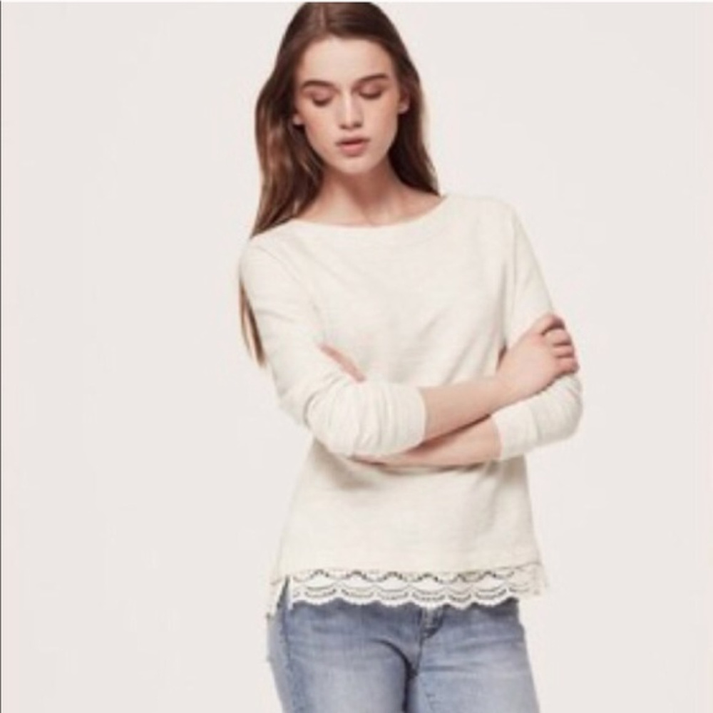 Lou & Grey lace trim thermal sweatshirt Size XL